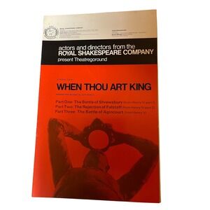Vintage Royal Shakespeare Company Playbill When Thou Art‎ King Theatre Program